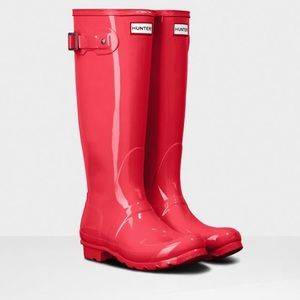 Hunter Tall Gloss Hyper Pink Boots